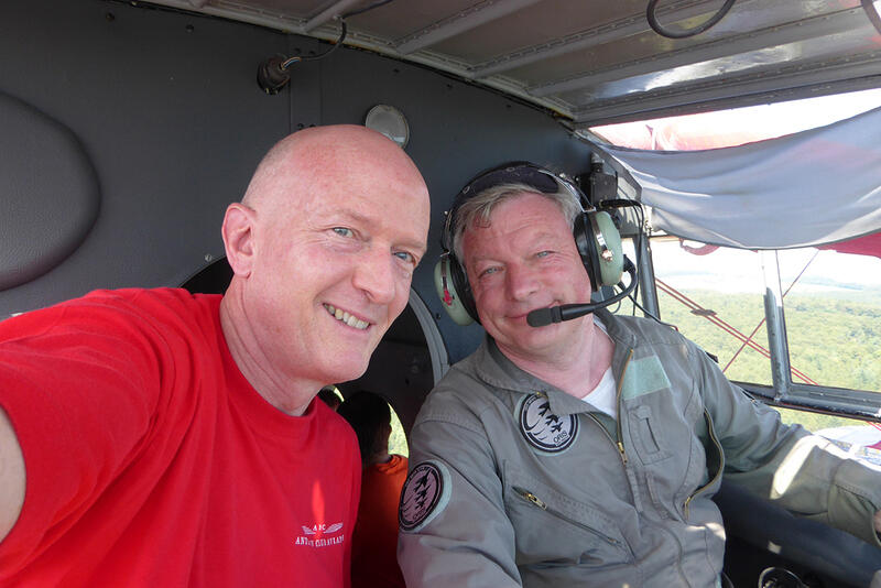 Selfie im Cockpit: Markus und Jean