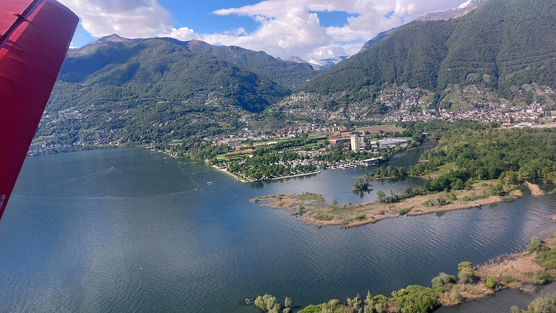 Nach dem Start: Aussicht auf die Bolle di Magadino