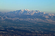 Das Alpenpanorama herangezoomt: Alpstein mit Säntis