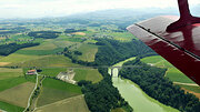 Über Barberêche: Aussicht auf den Röstigraben (Saane) mit dem Grandfey-Viadukt